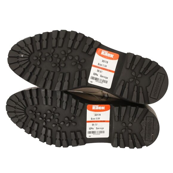 NORDSTROM Macombs Water Resistant Leather Moto Boot 5.5 M Taupe Low Heel A5 - Picture 5 of 5